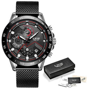 Stainless Steel Dark Face Chronography Watch